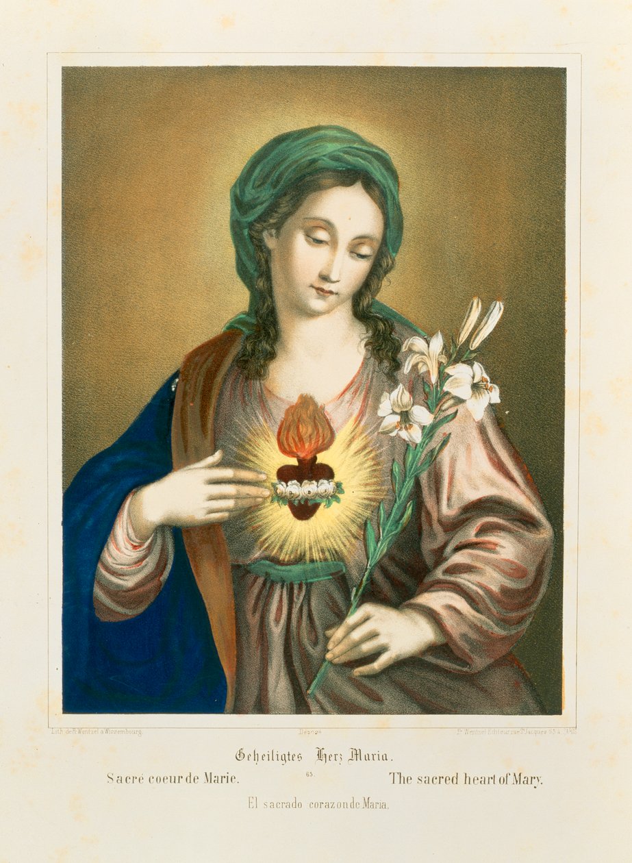 Marian pyhä sydän, julkaisija Fr. Wentzel, Weissenburg, 1850 tekijältä German School