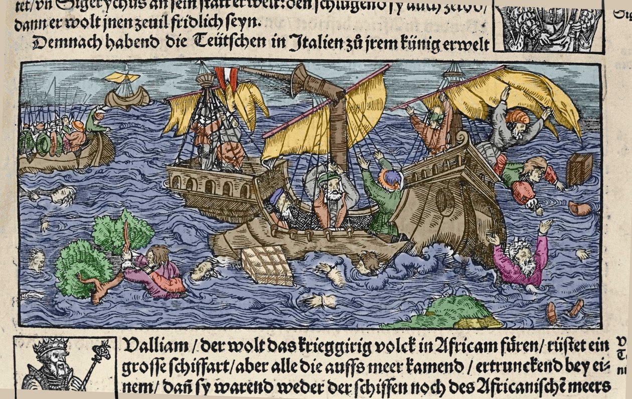 Haaksirikko. Kaiverrus Johann Stumpffin teoksesta Den Edlen Strenghen Besten Fromen. 1600-luvun alussa. tekijältä German School