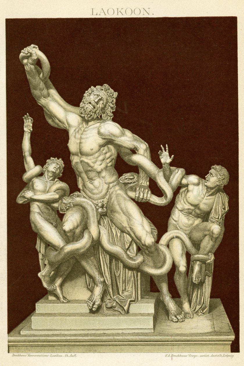 Laocoönin ja hänen poikiensa patsas n. 1890 (värikromolitografia) tekijältä German School