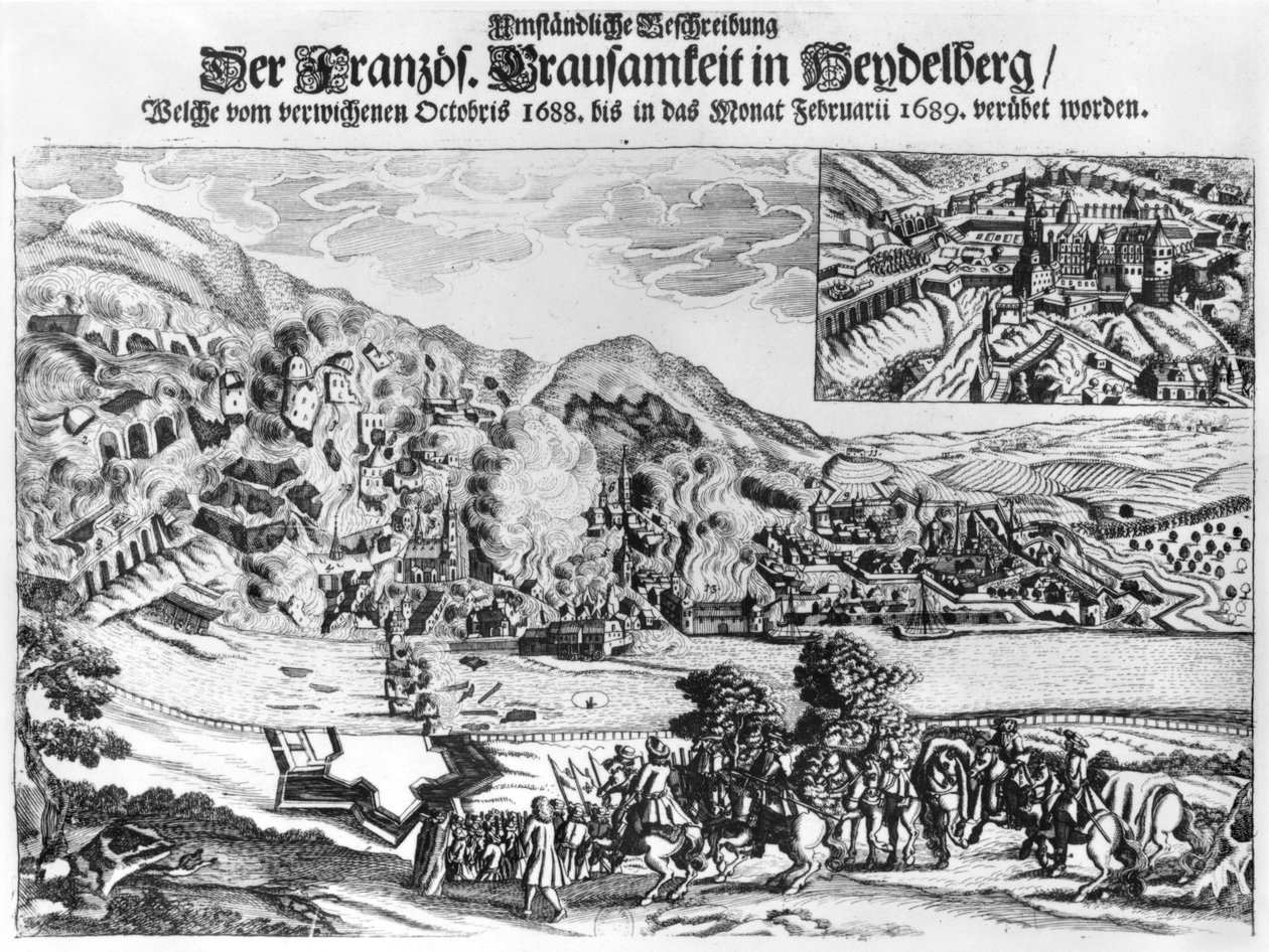 Ranskalaiset valtasivat ja tuhosivat Heidelbergin helmikuussa 1689 tekijältä German School