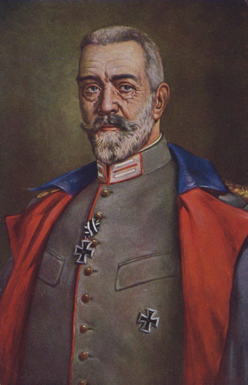 Theobald von Bethmann Hollweg, Saksan liittokansleri ensimmäisen maailmansodan aikana (värilitografia). tekijältä German School