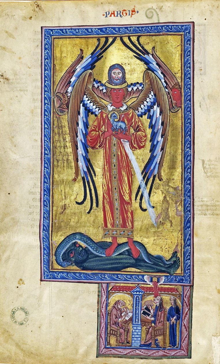 Jumalallisen rakkauden teofaania (näky jumalallisten töiden kirjasta), n. 1220-1230 (guassi pergamentilla) tekijältä German School