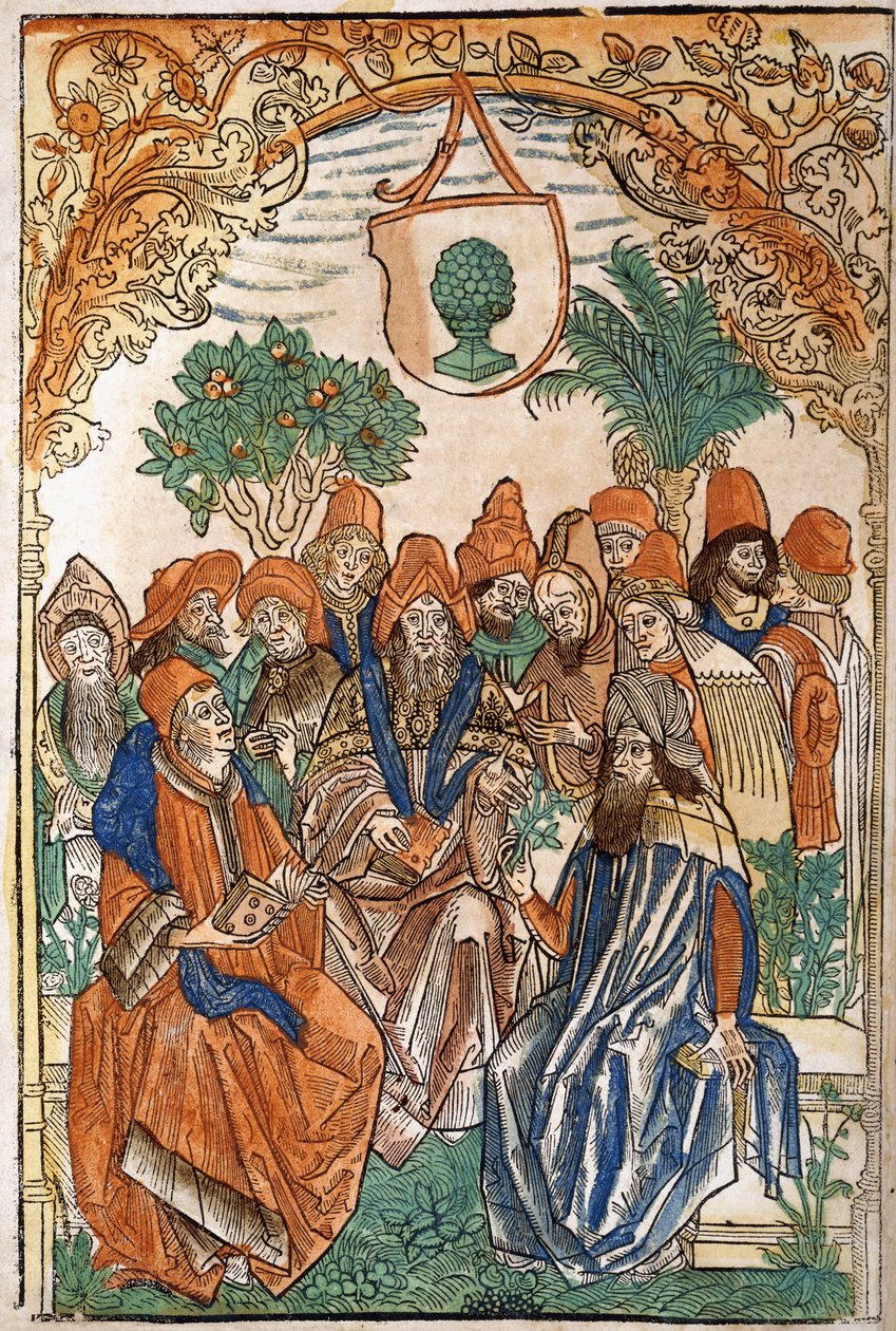 Kolmetoista tutkijaa puutarhaympäristössä, 1485 tekijältä German School