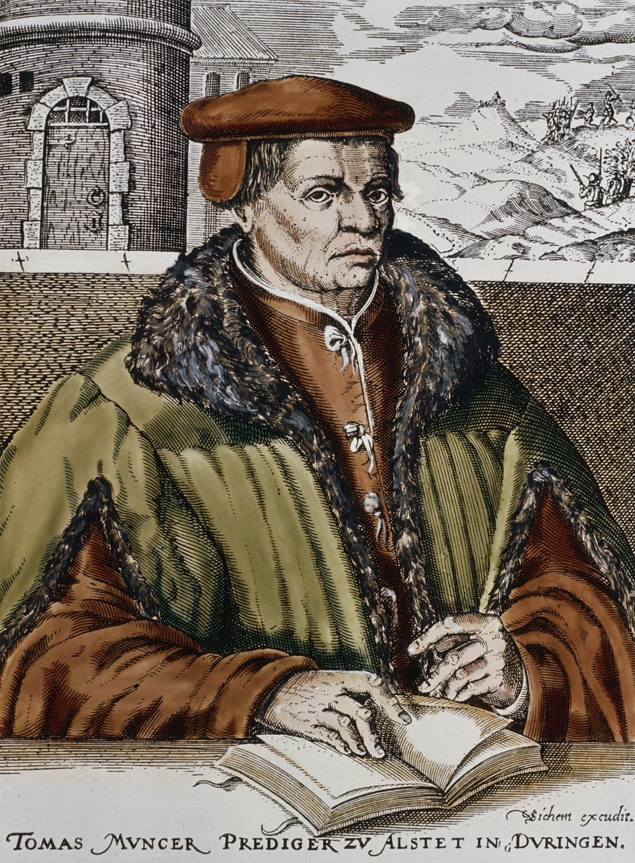Thomas Muntzer, n. 1600 (käsinvärinen puupiirros) tekijältä German School