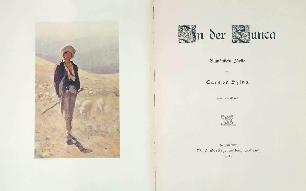 Carmen Sylvan In der Lunca -romaanin nimisivu, julkaistu Regensburgissa 1906 tekijältä German School