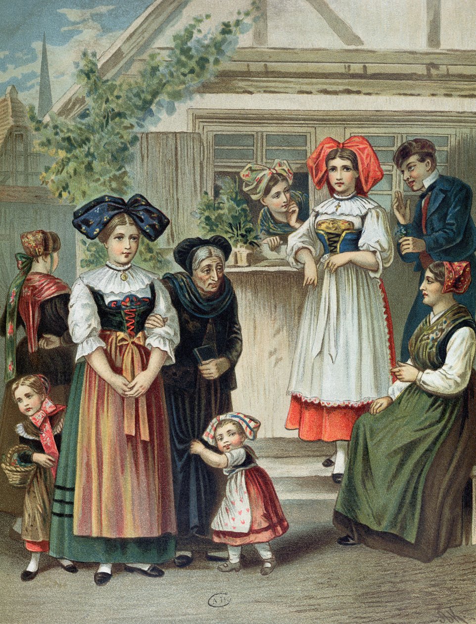 Strasbourgin alueen perinteiset puvut, n. 1870-80 tekijältä German School