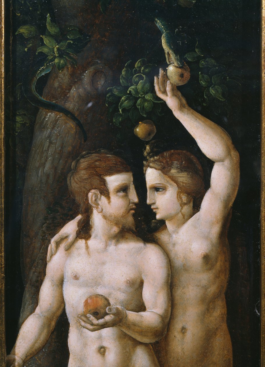 Luomisen triptyykki, Aadam ja Eeva, vasen paneeli (yksityiskohta) (katso myös 346194, 346195) tekijältä German School