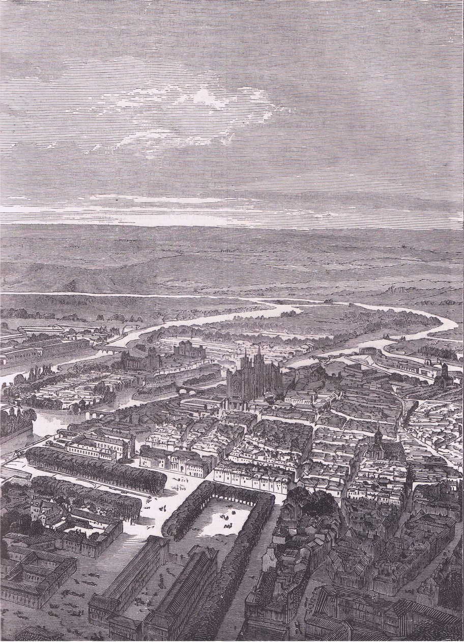 View of Metz, Cassells, Ranskan ja Saksan välisen sodan historia, julkaissut Cassell and Company Limited, n. 1890 (litho) tekijältä German School