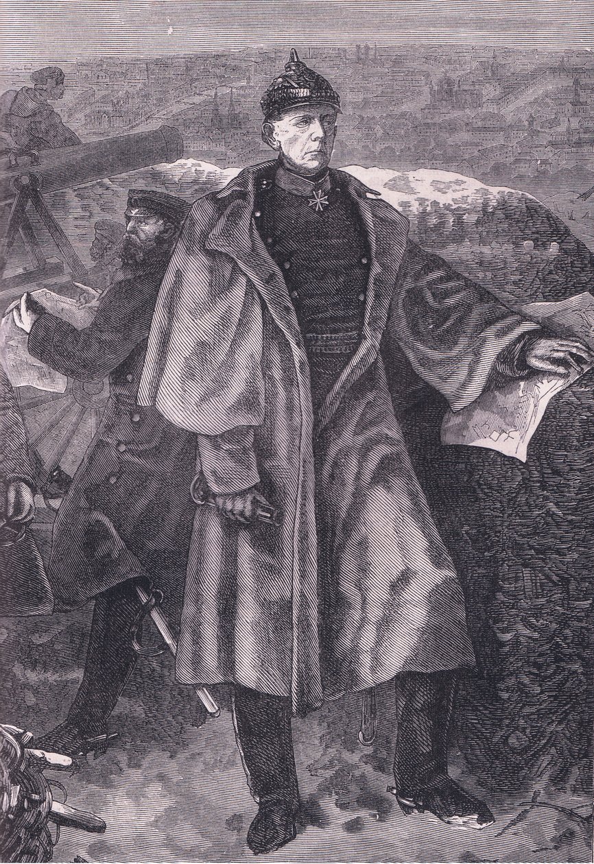 Von Moltke ennen Pariisia, Cassellsin Ranskan ja Saksan välisen sodan historia, julkaisija Cassell and Company Limited, n. 1890 (litho) tekijältä German School