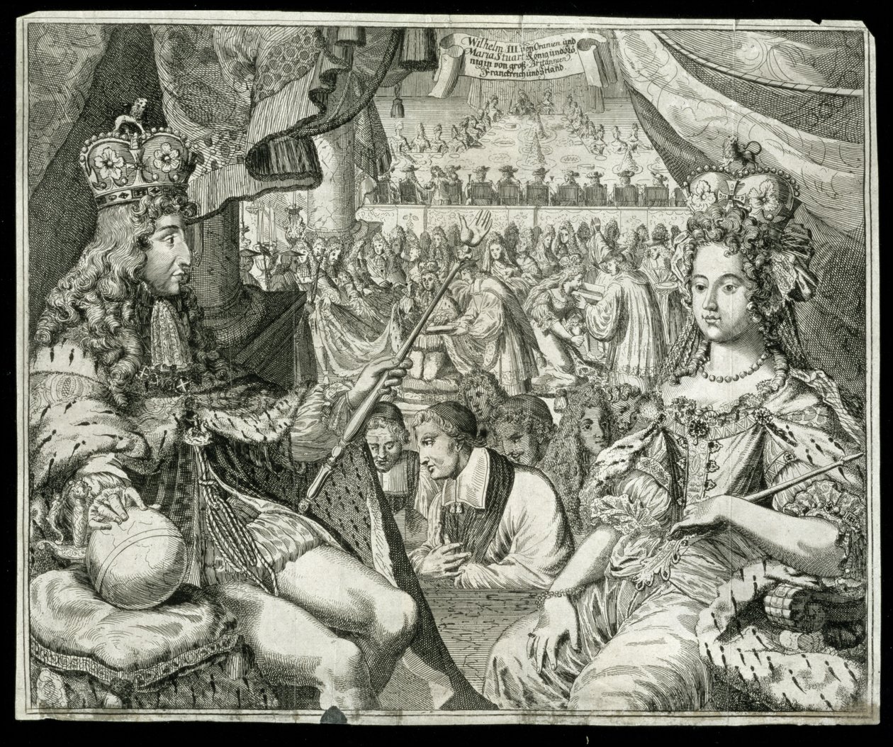 Vilhelm III (1650-1702) ja Maria II (1662-94) Ison-Britannian ja Irlannin kuningas ja kuningatar vuodesta 1689, noin 1689 tekijältä German School