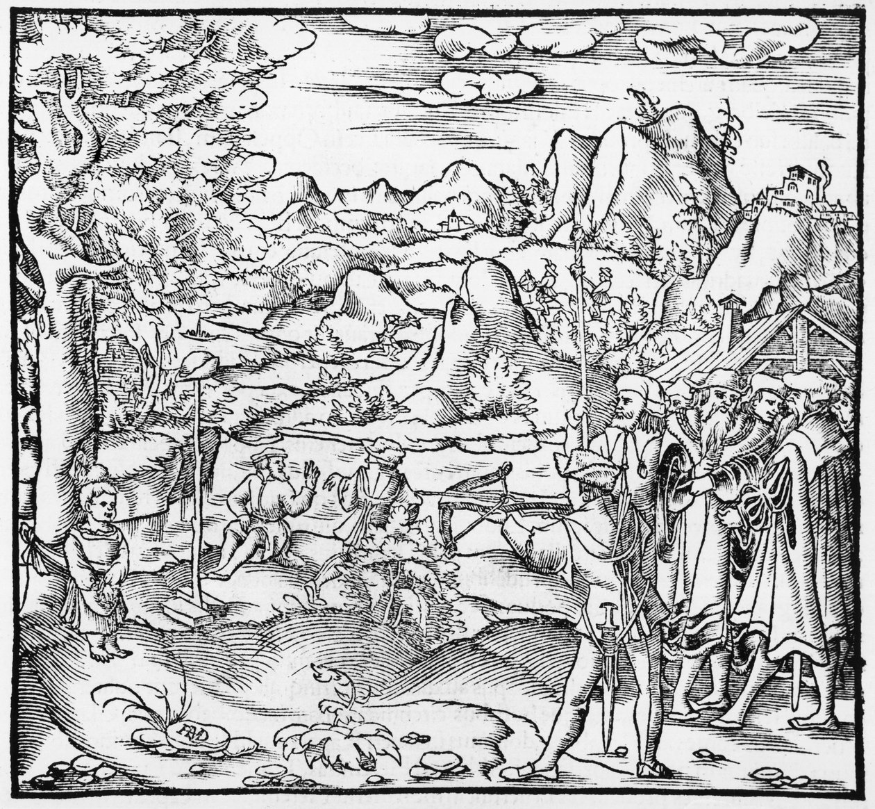 William Tell, kuvitus Cosmographie Universellesta, kirjoittaja Sebastien Munster (1488-1552) Basel, julkaistu 1559 tekijältä German School