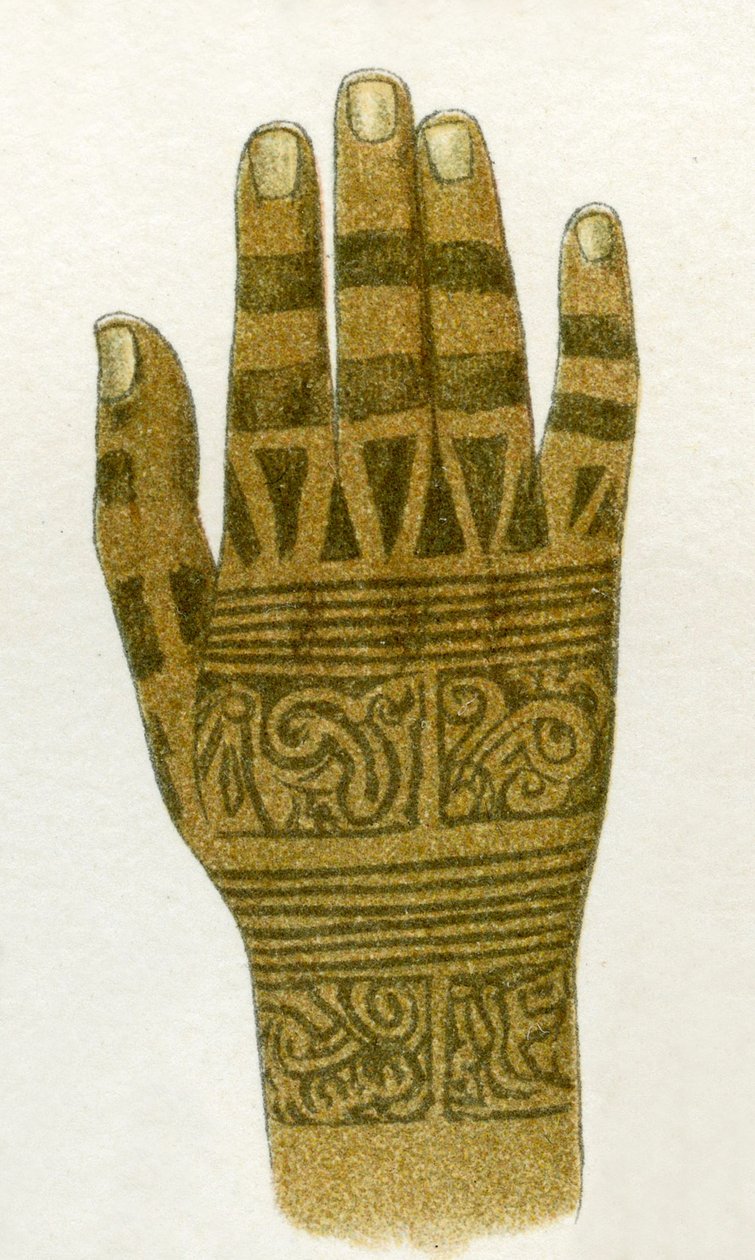 esimerkki Dayak-käsitatuoinneista, Borneo, 1894 tekijältä German School