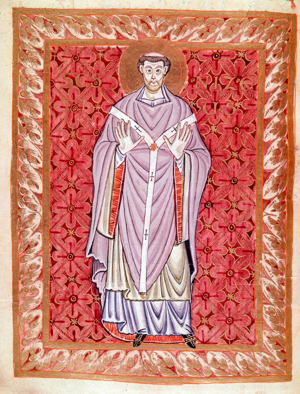 Lyonin Saint Nizierin (513-573) esitys (Nicet, Nicetius tai Nicetus) Reichenaun koulun Egbertin koodeksin (Codex Egberti) pienoismalli, noin 980 tekijältä German School