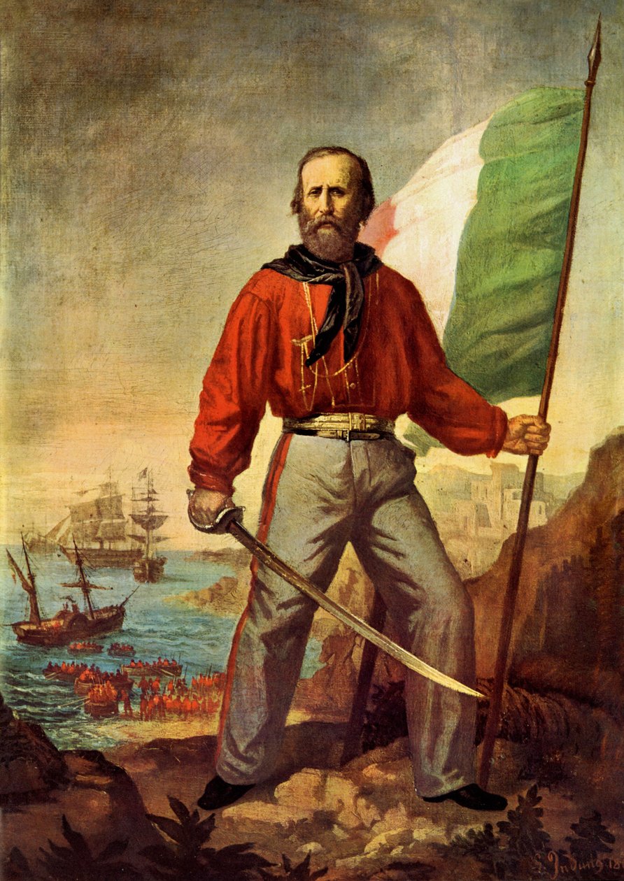 Muotokuva Giuseppe Garibaldista (1807-1882) Thousandin laskeutuessa Marsalaan tekijältä Gerolamo Induno