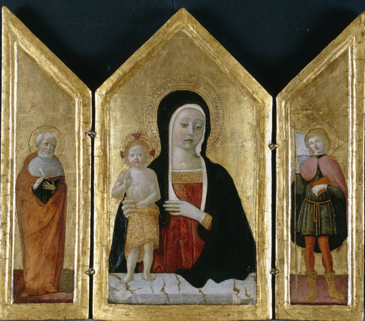 Madonna ja lapsi kahden pyhän kanssa, n. 1500 (tempera puulla) tekijältä Gerolamo di Benvenuto
