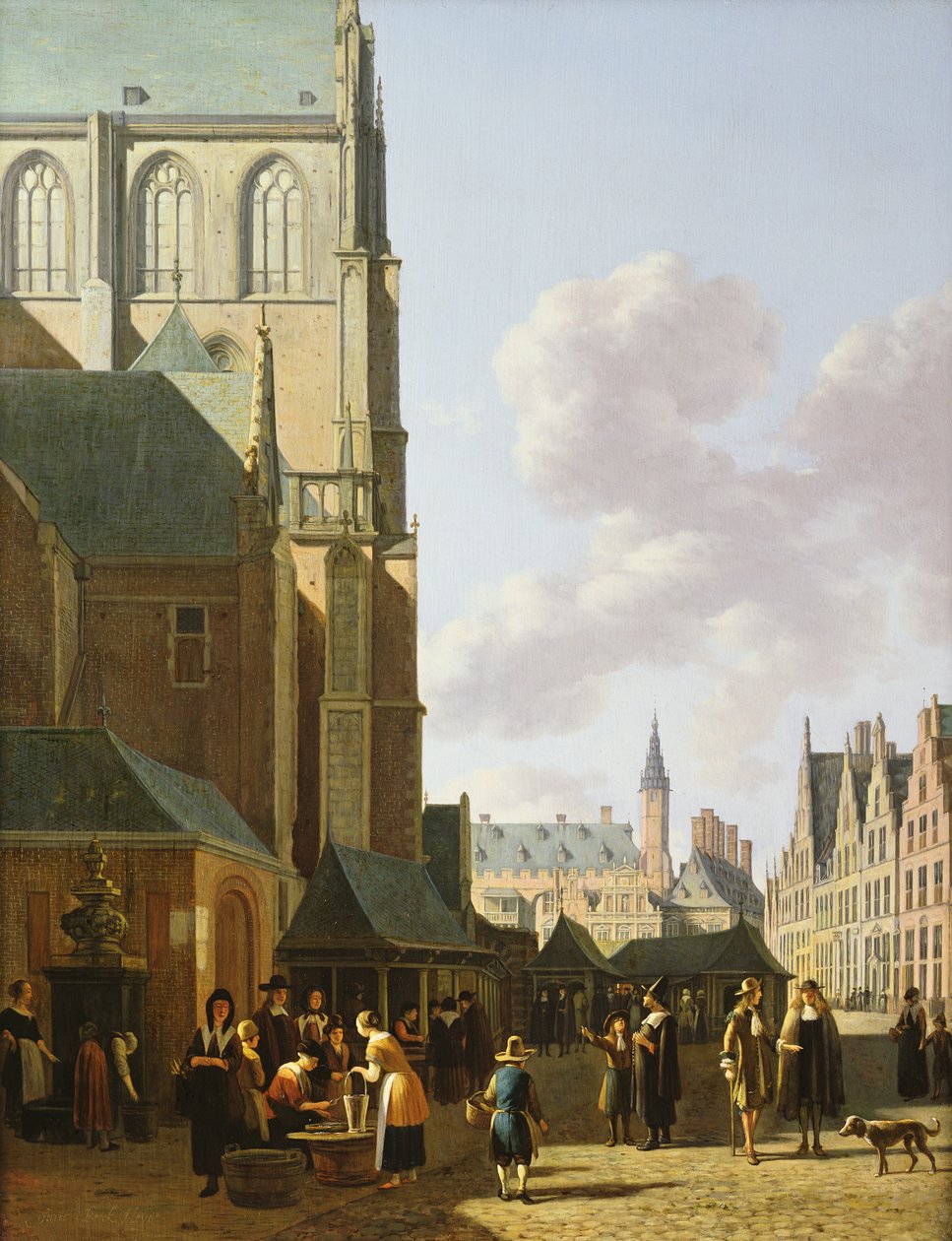 Grote Markt, Haarlem, katsot länteen tekijältä Gerrit Adriaensz Berckheyde