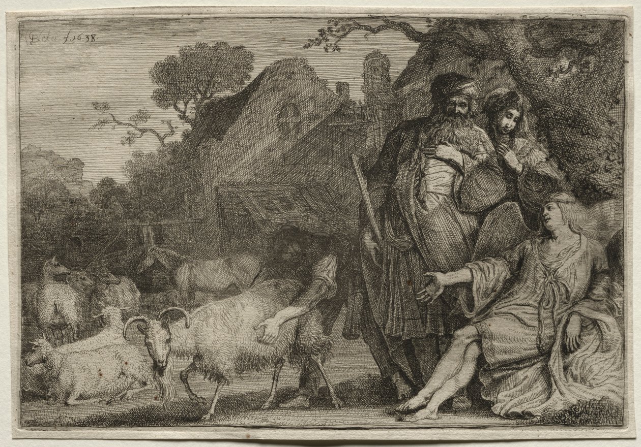 Enkeli ennustaa Abrahamin pojan syntymän, 1638. tekijältä Gerrit Claesz. Bleker