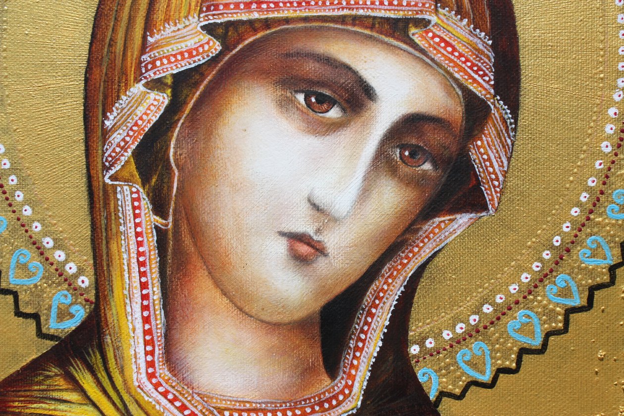 Mary, yksityiskohta 3, 2001 (hiekka ja akryyli kankaalle). tekijältä Gerrit Greve