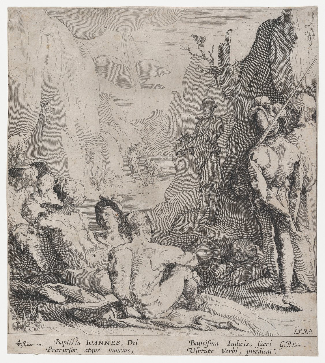 Pyhä Johannes Kastaja saarnaa, 1593. tekijältä Gerrit Pietersz Sweelink