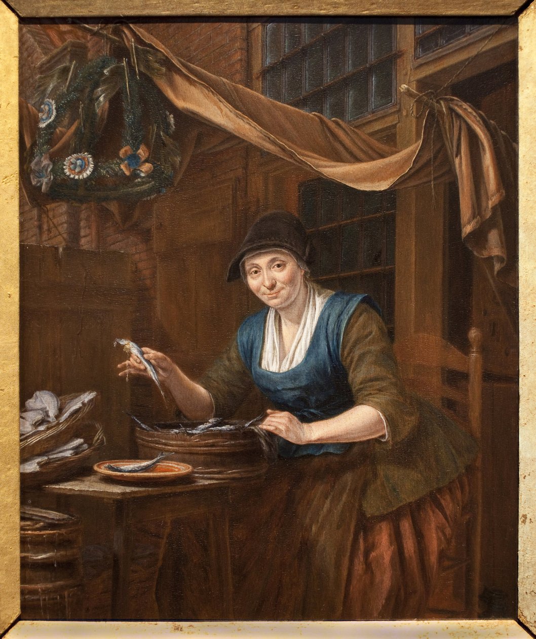 Kalakauppias. Gerrit Zegelaarin (1719-1794) maalaus, öljy puulle, 1700-luvun puoliväli. Kuvataidemuseo Angersissa. tekijältä Gerrit Zegelaar