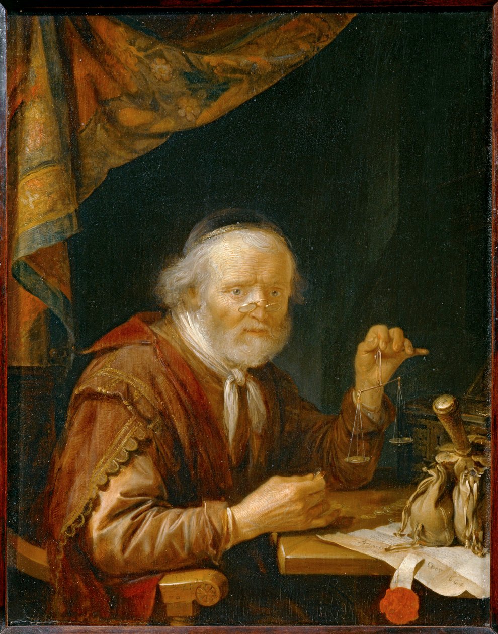 Kultainen punnituslaite ... tekijältä Gerrit or Gerard Dou