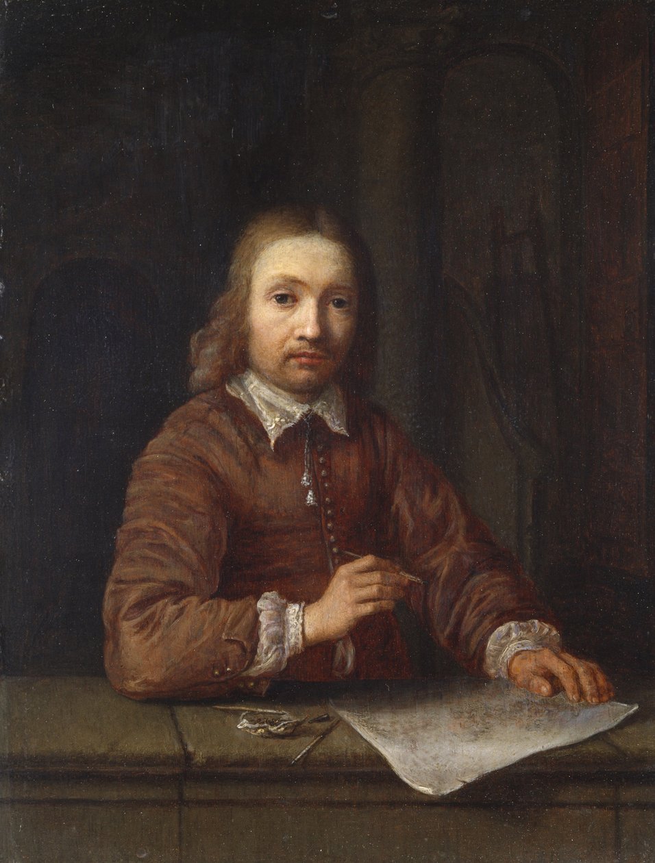 Omakuva (öljy paneelissa) tekijältä Gerrit Dou