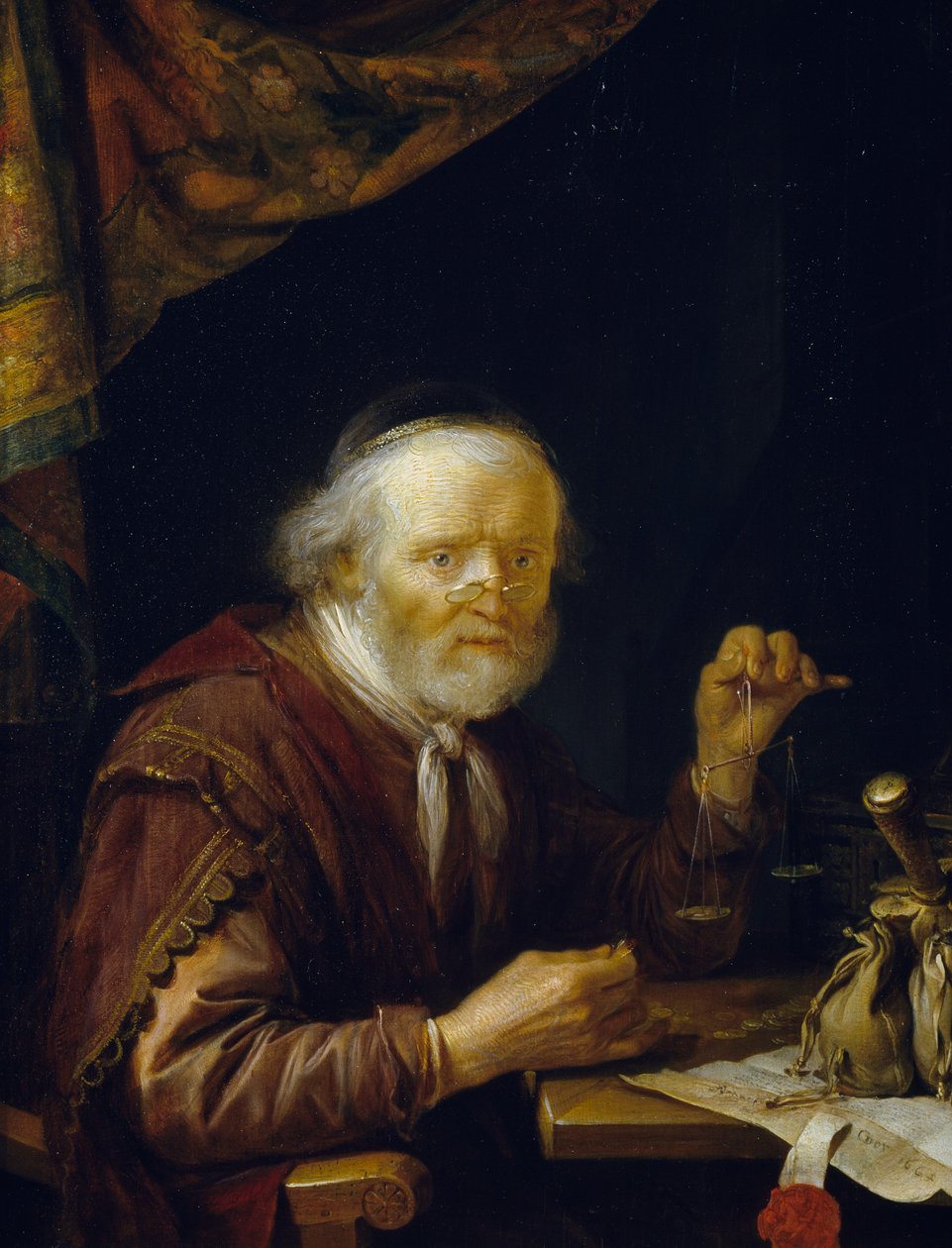 Kultaa painava tekijältä Gerrit or Gerard Dou
