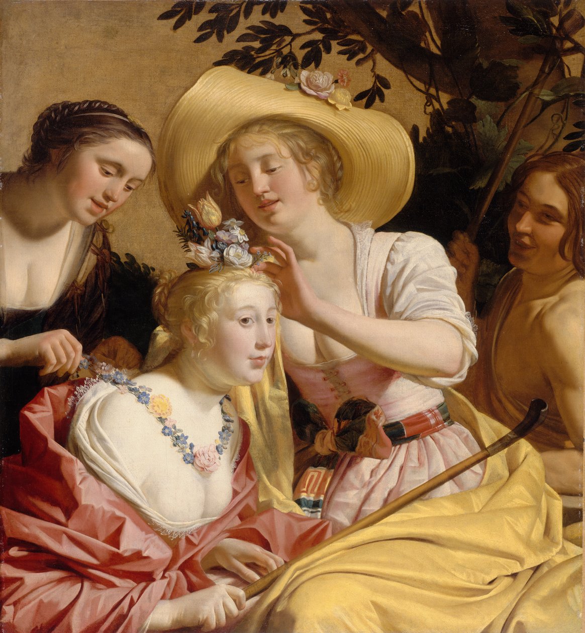 Kukilla koristeltu paimentar tekijältä Gerrit van Honthorst