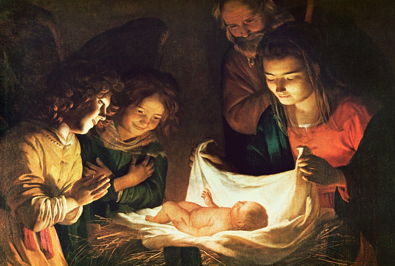 Vauvan palvonta, n. 1620 tekijältä Gerrit van Honthorst