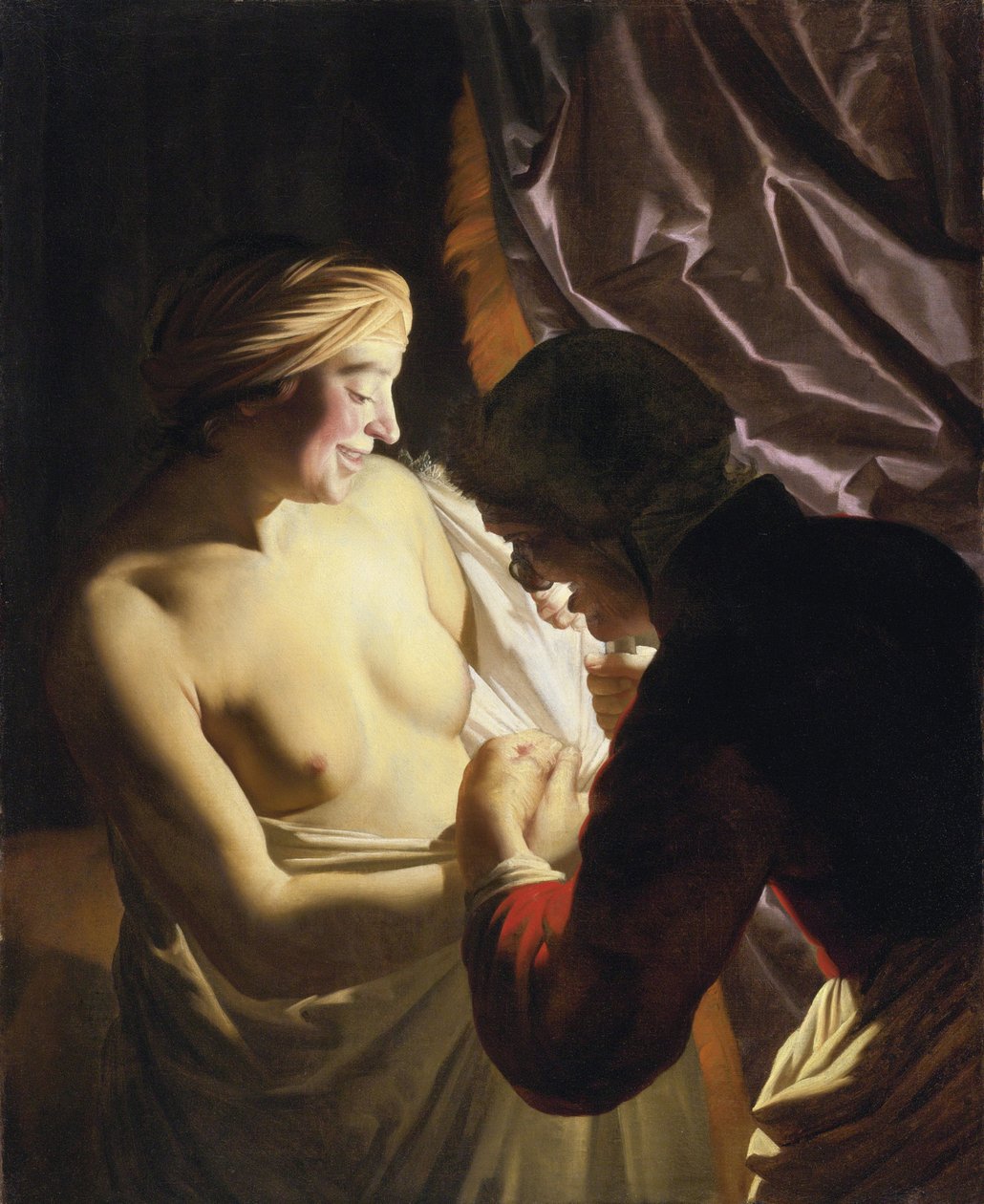 Kirppujen metsästys - Kirppujen metsästys, Honthorst, Gerrit, van (1590-1656), c. 1620 - Öljy kankaalle tekijältä Gerrit van Honthorst
