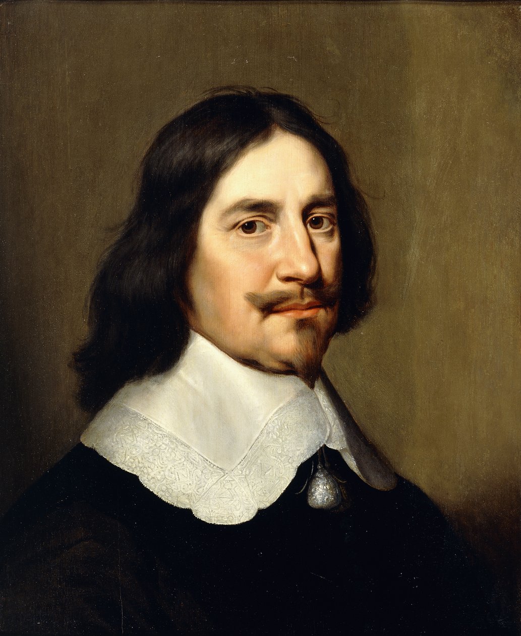 Gentlemanin muotokuva, rintakuva, pukeutunut mustaan, tekijältä Gerrit van Honthorst