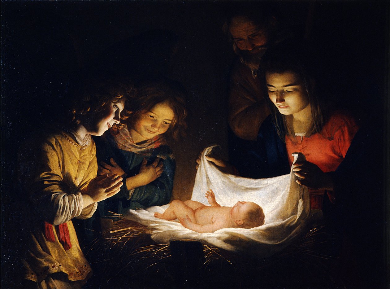 Kristus-lapsen palvonta, n. 1620 tekijältä Gerrit van Honthorst