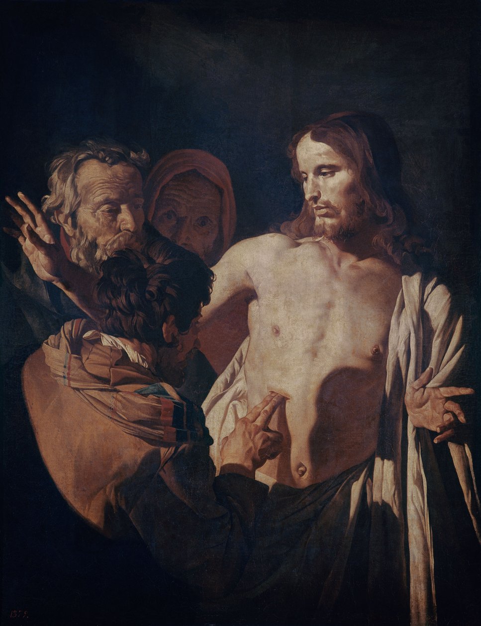 Saint Thomasin uskomattomuus, n. 1620 (öljy kankaalle) tekijältä Gerrit van Honthorst