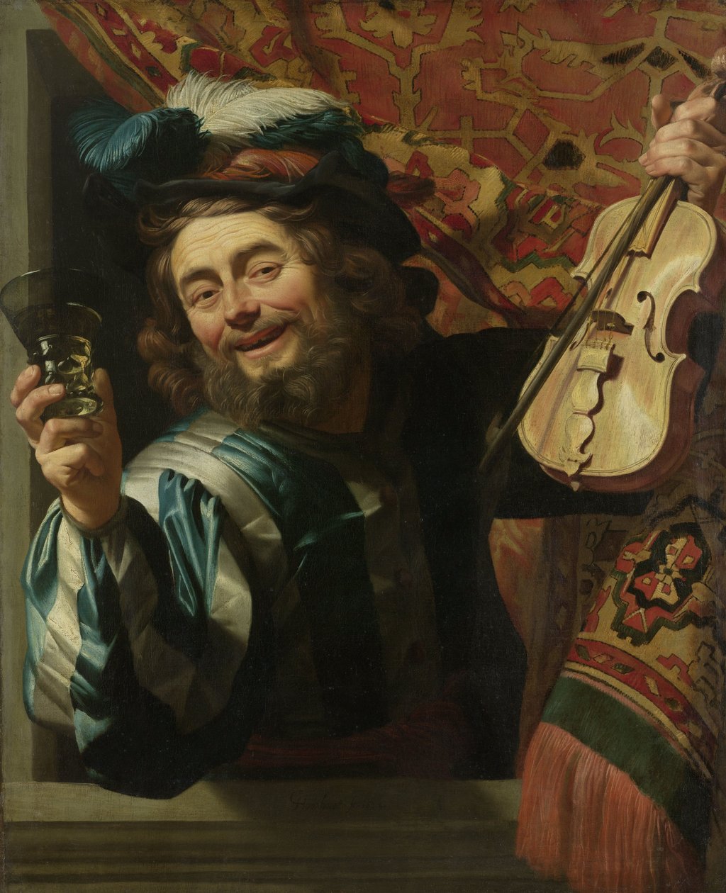 Iloinen Viulunsoittaja tekijältä Gerrit van Honthorst