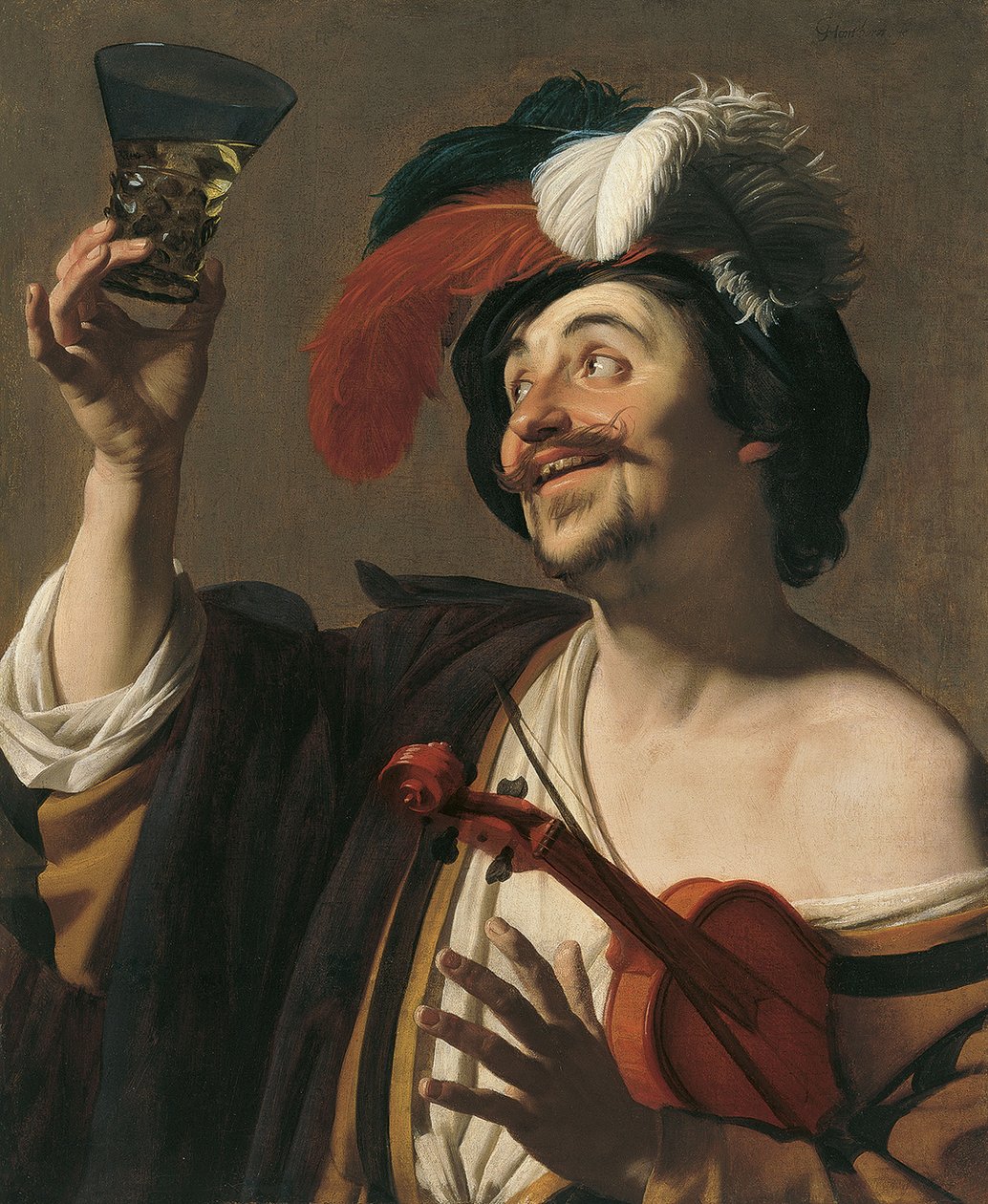 Onnellinen viulisti tekijältä Gerrit van Honthorst