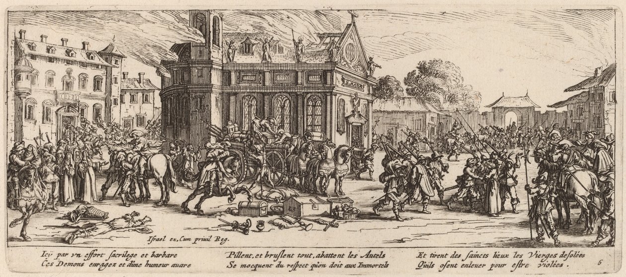 Luostarin tuhoaminen tekijältä Gerrit van Schagen after Jacques Callot