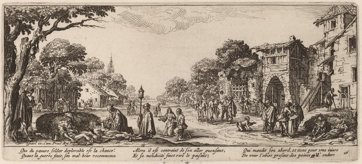 Kuolevat sotilaat tienvarrella tekijältä Gerrit van Schagen after Jacques Callot