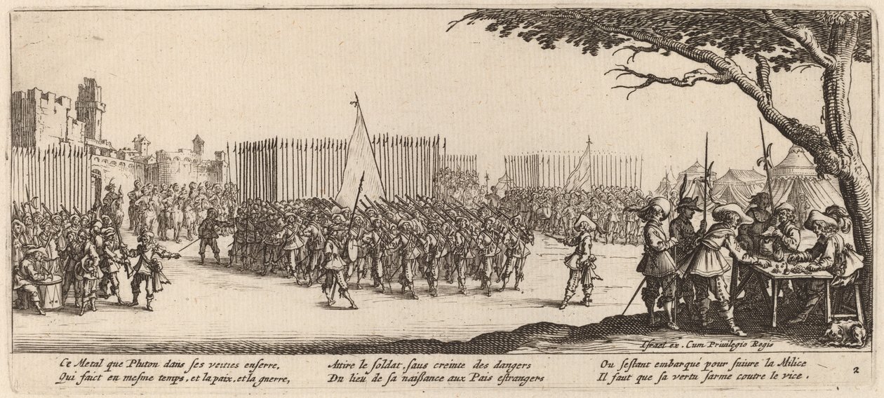 Joukkojen rekrytointi tekijältä Gerrit van Schagen after Jacques Callot