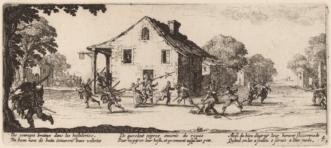 Ryöstön kohtaus tekijältä Gerrit van Schagen after Jacques Callot