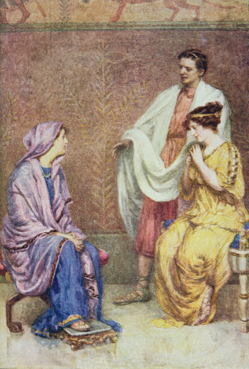 Huomenna illalla Ateenan porteista olemme suunnitelleet varastaaksemme kuvituksen "Talven tarinasta" julkaisussa "Shakespearen tarinat: Thomas Carterin uudelleen kerrottu", julkaistu noin 1910 (värilitho) tekijältä Gertrude E. Demain Hammond