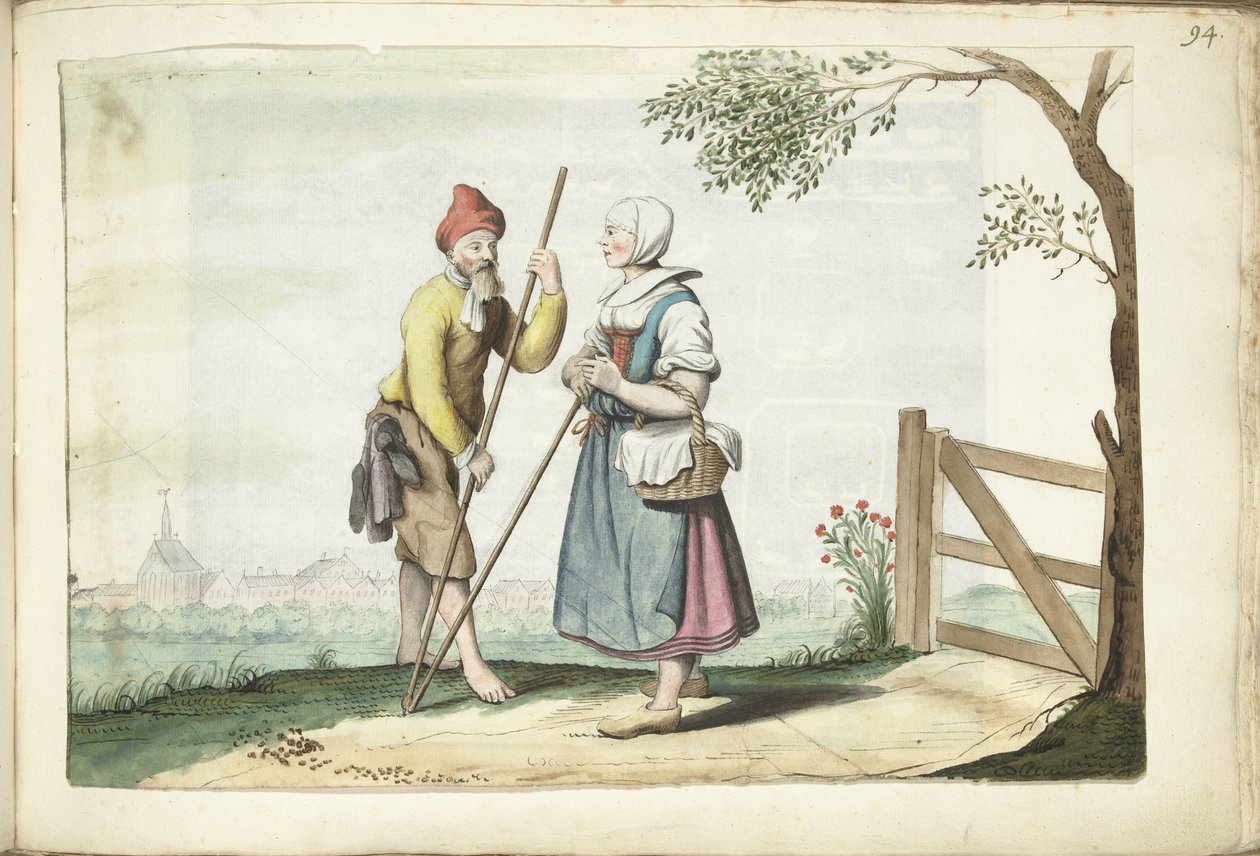 Maanviljelijäpariskunta keskustelussa tekijältä Gesina ter Borch (signed by artist)