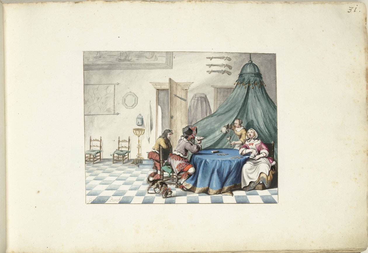 Korttisoittimet sisätiloissa tekijältä Gesina ter Borch (signed by artist)