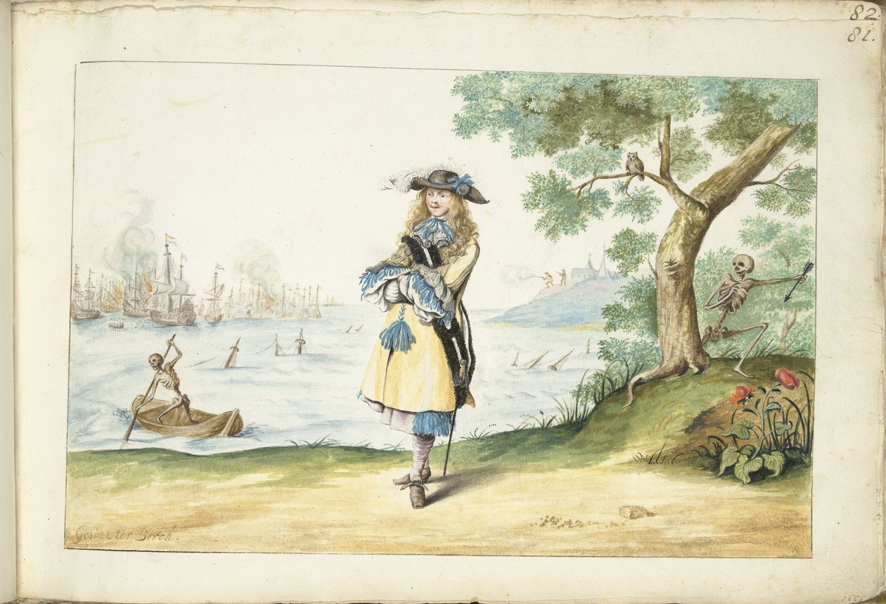 Moses ter Borch Englannin rannikolla tekijältä Gesina ter Borch (signed by artist)
