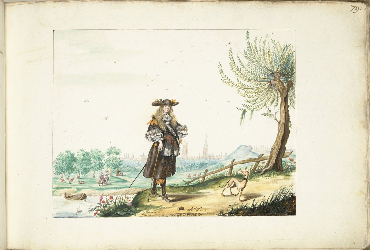 Moses ter Borch maaseudulla Zwollen ulkopuolella tekijältä Gesina ter Borch (signed by artist)