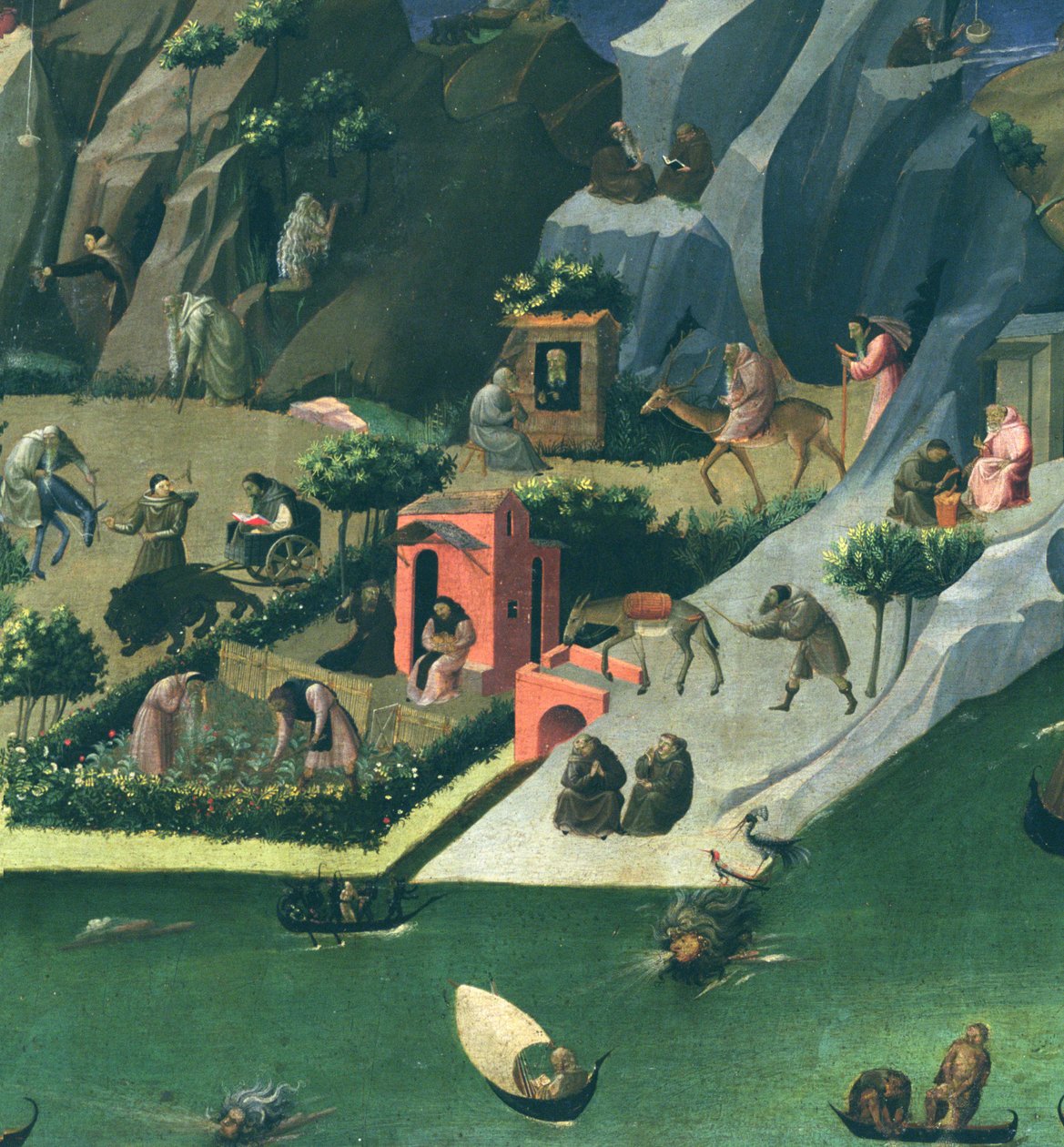 Thebaid, n.1410 tempera paneelille yksityiskohta kuvasta 162947. tekijältä Gherardo Starnina