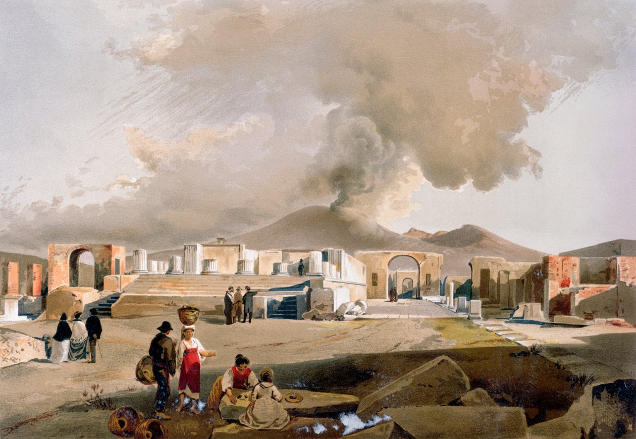 Jupiterin temppeli ja foorumi Pompejissa, noin 1860 tekijältä Giacinto Gigante
