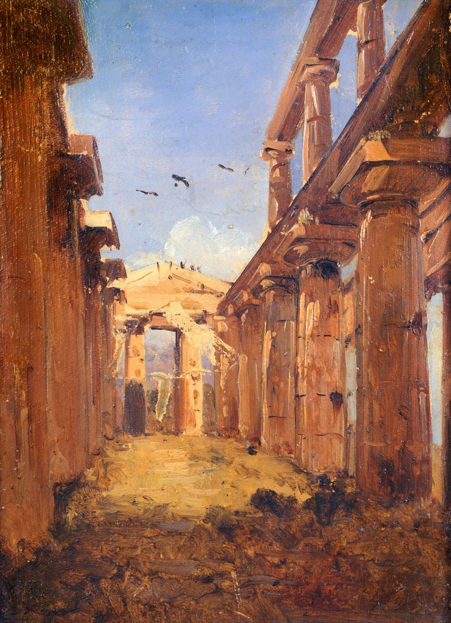 Paestumin basilika 1845-1848 (öljy kankaalle) tekijältä Giacinto Gigante