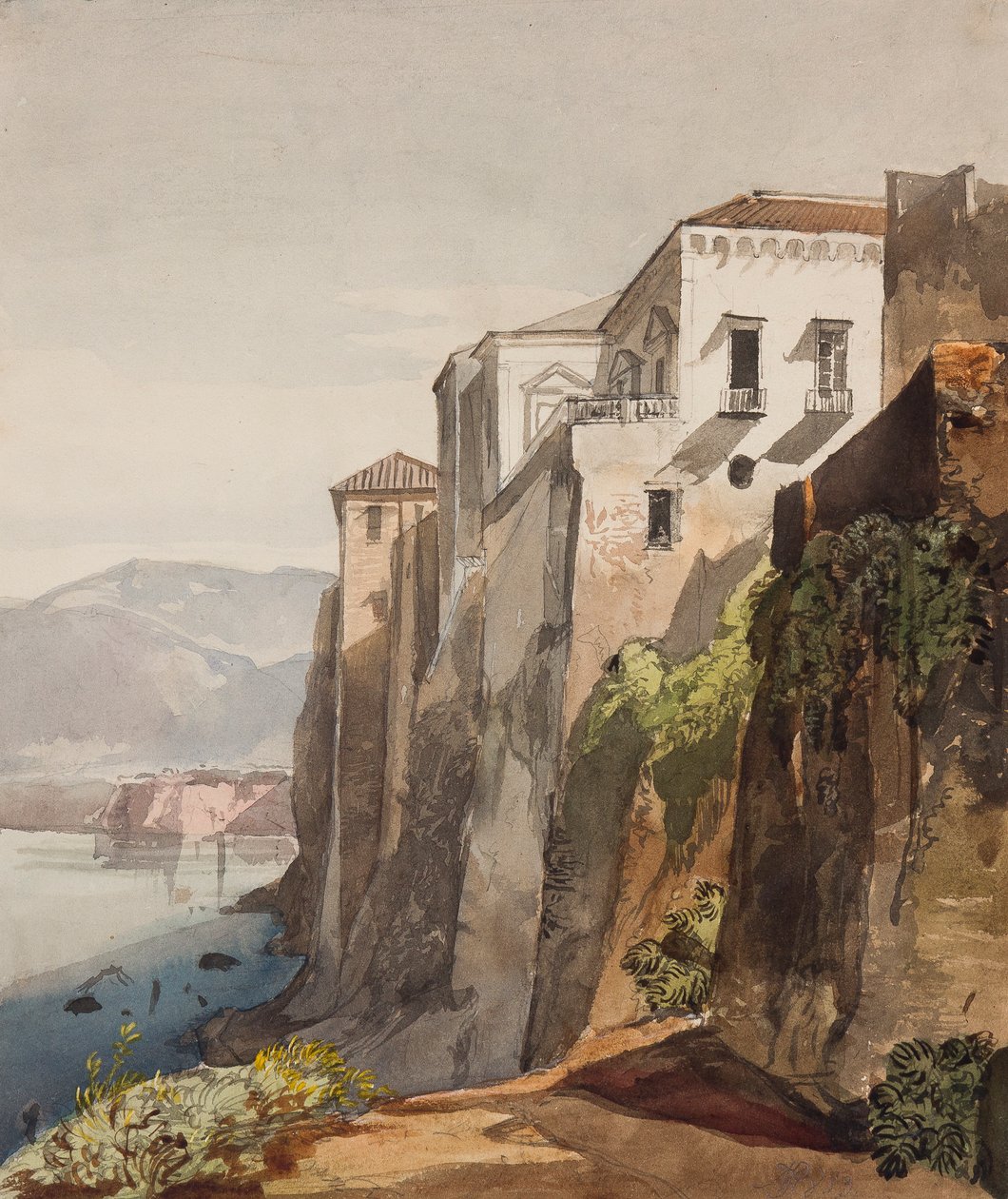 Tasson talo, Sorrento, prinsessa Maria Annunziata di Borbonen (1843-1871) lisäyksillä, 1853 (kynä, wc ja guassi paperilla) tekijältä Giacinto Gigante