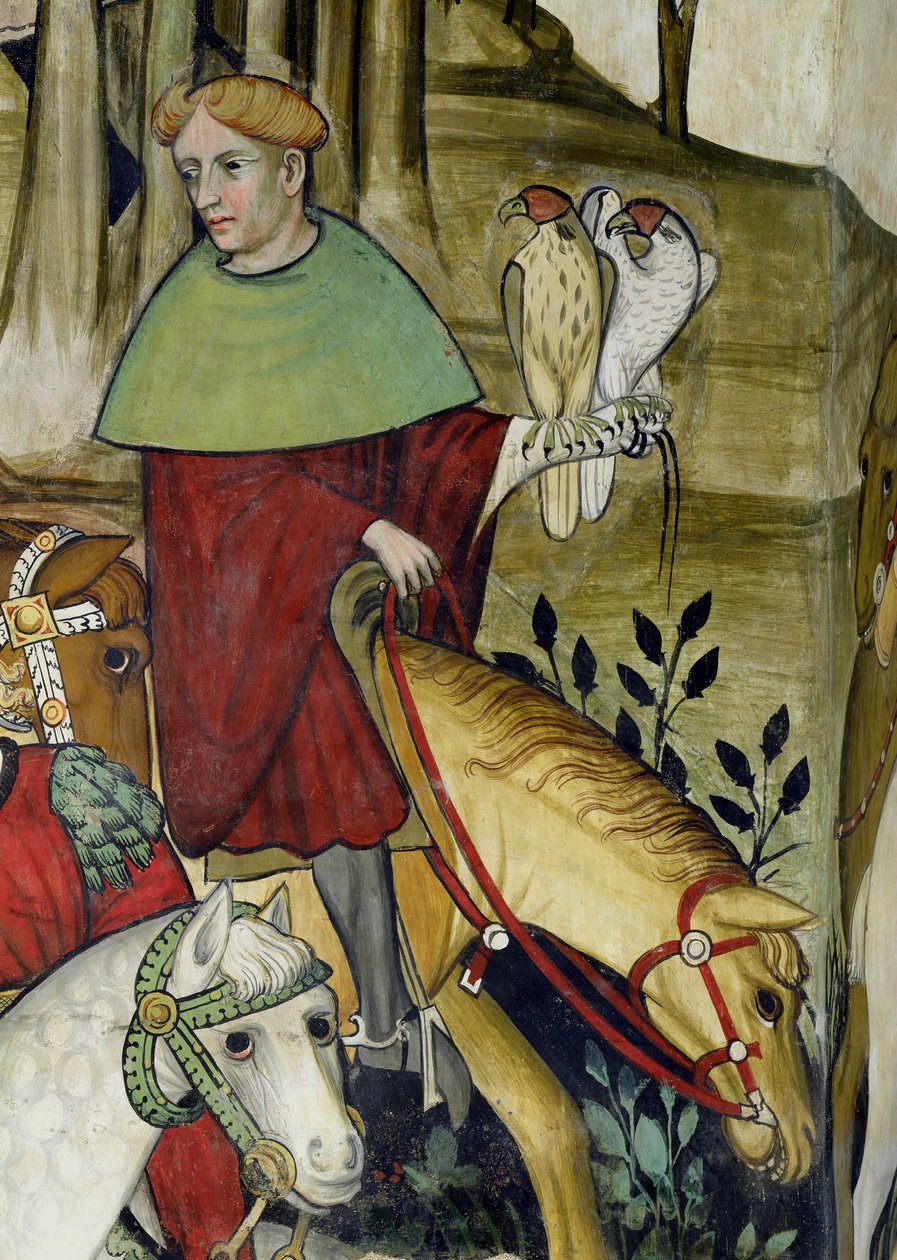 Elämän lähde, yksityiskohta haukkametsästä, joka palaa lähteelle, 1418-30 tekijältä Giacomo Jaquerio