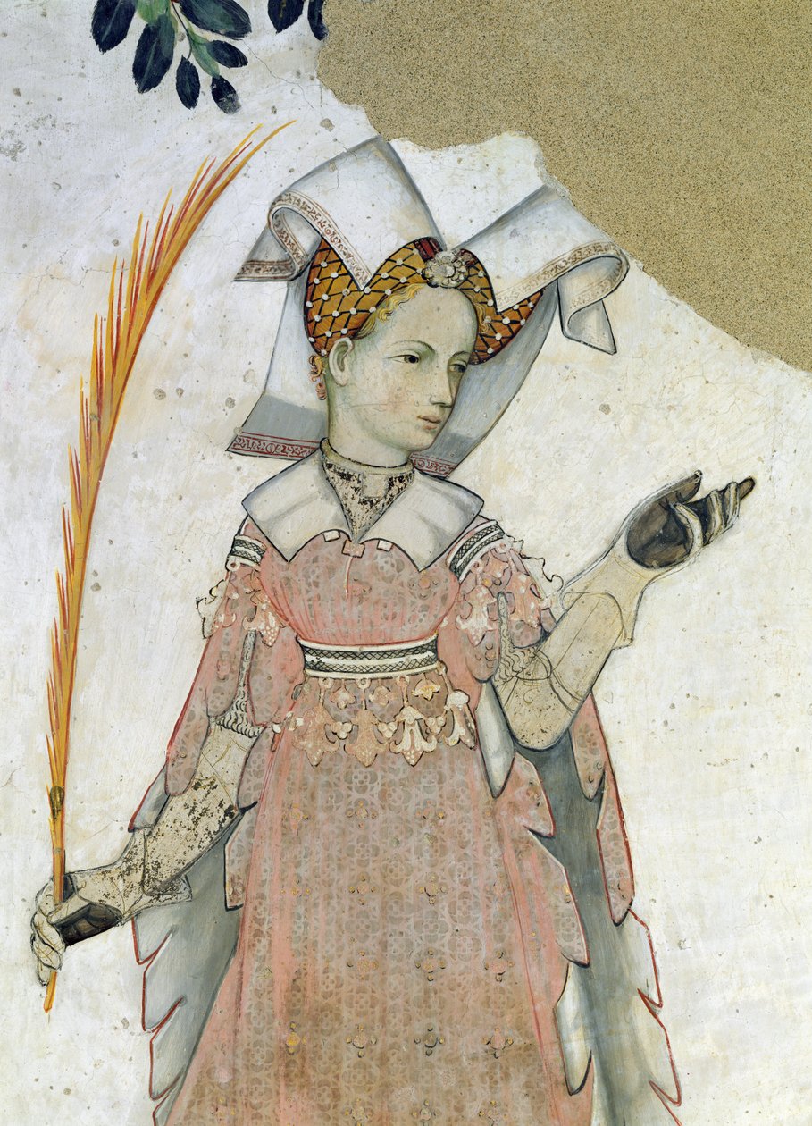 Yhdeksän arvoista ja yhdeksän arvoista naista, yksityiskohta Teutasta, n. 1418-30 tekijältä Giacomo Jaquerio